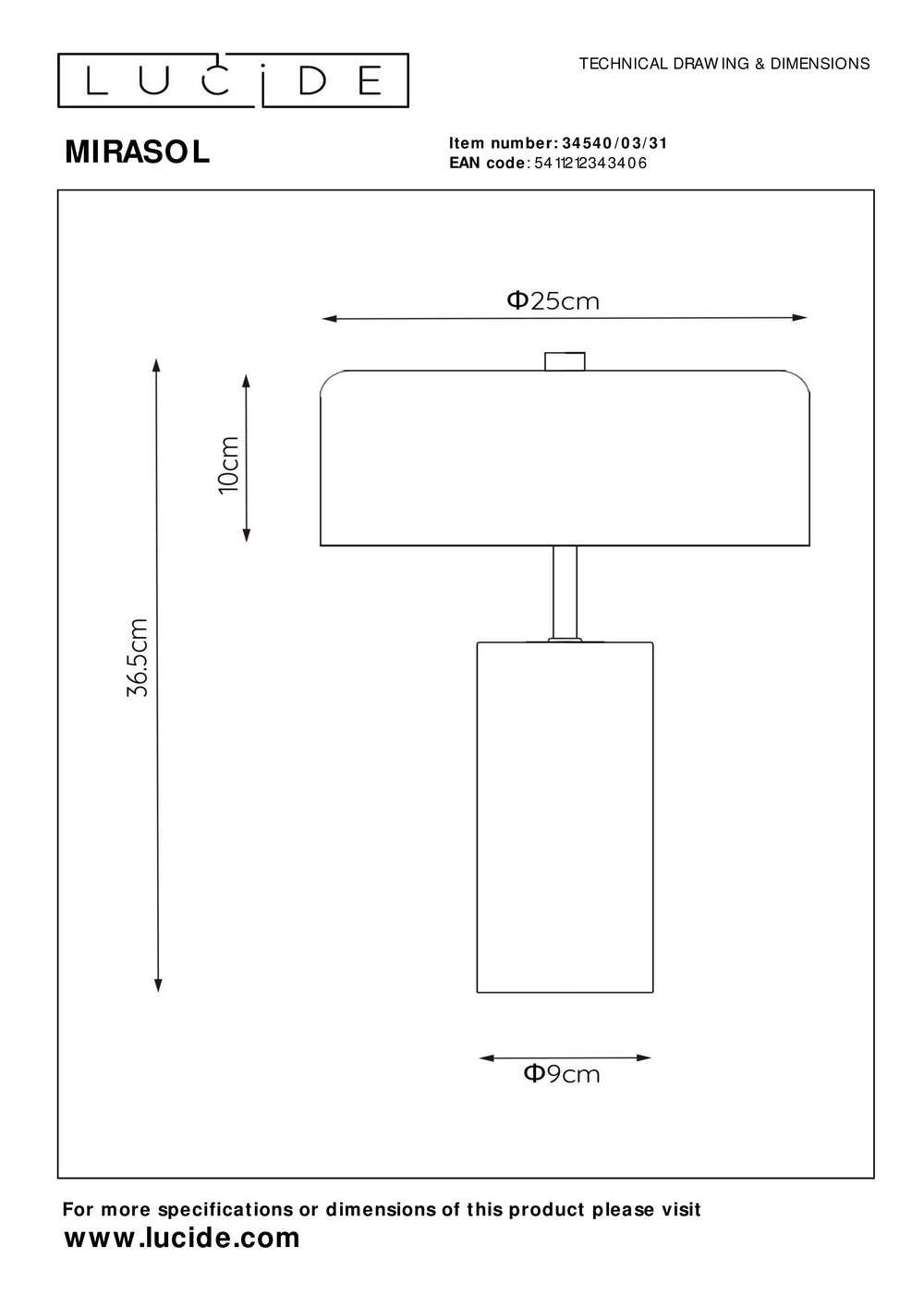Lampe de table moderne Lucide MIRASOL Ø25cm, 3xG9 LED, dimmable, base en marbre, IP20, Blanc