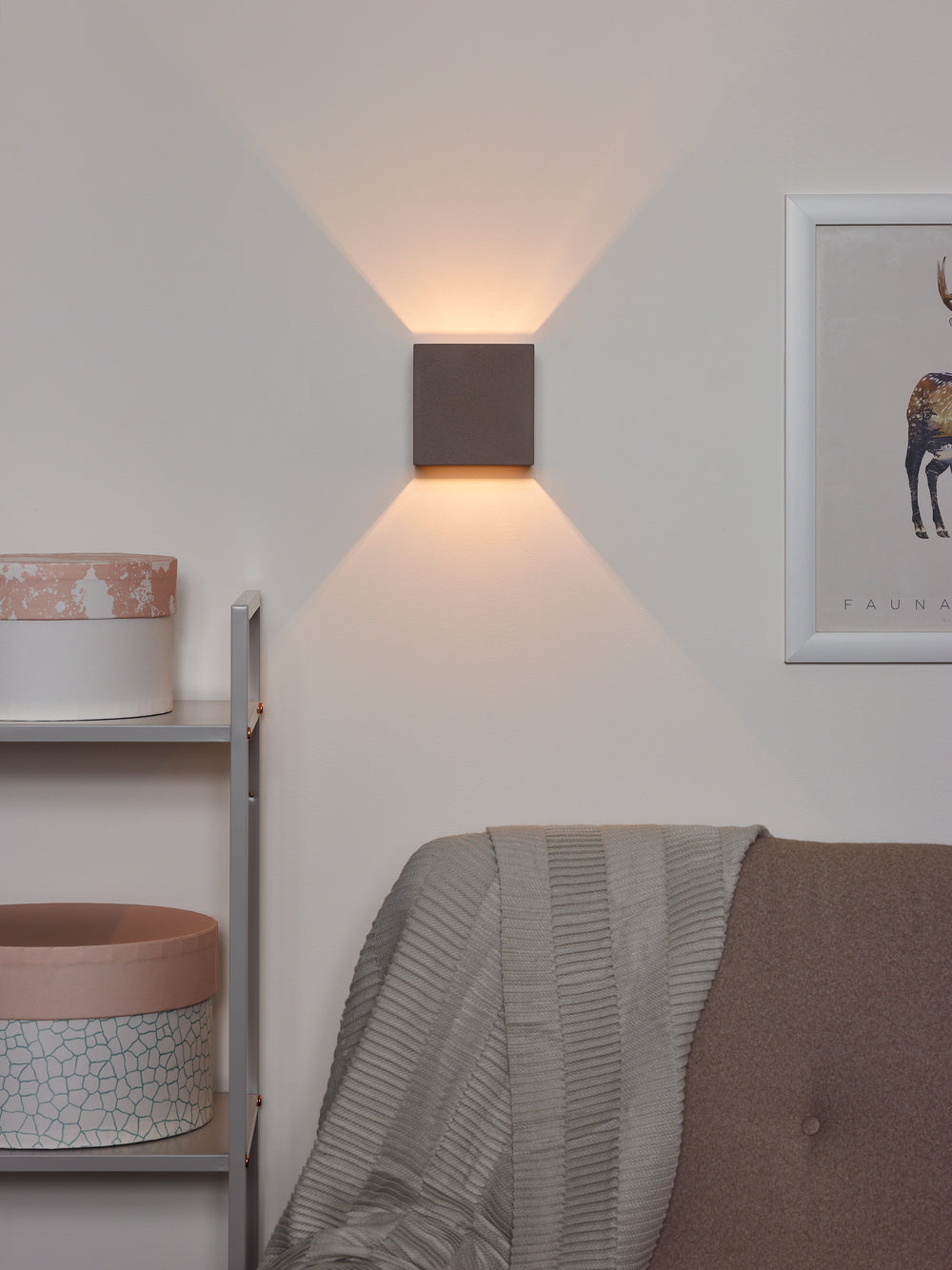 Lucide GIPSY wandlamp, modern vierkant betonnen design, G9 fitting, 25W max, dimbaar, 220-240V, IP20, Grijs