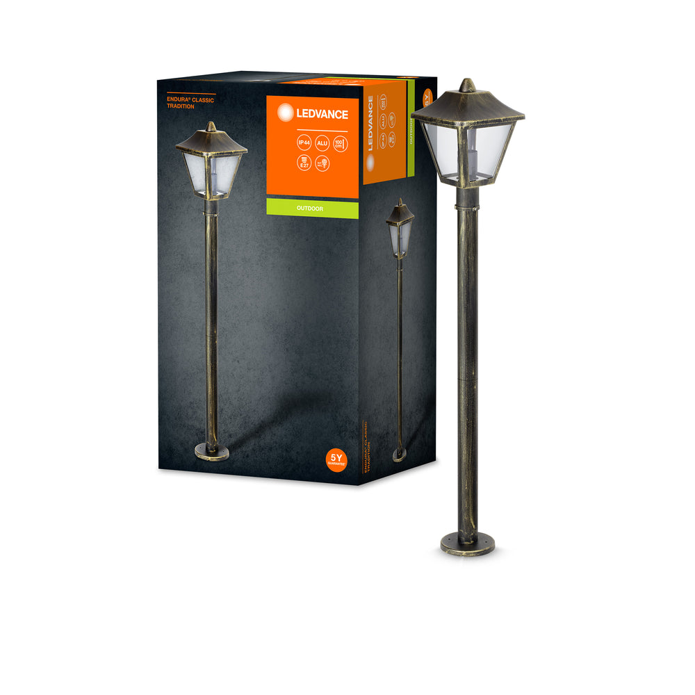 Ledvance ENDURA Classic Tradition lanterne de sol d’extérieur E27 Noir/Or IP44 aluminium 1000mm
