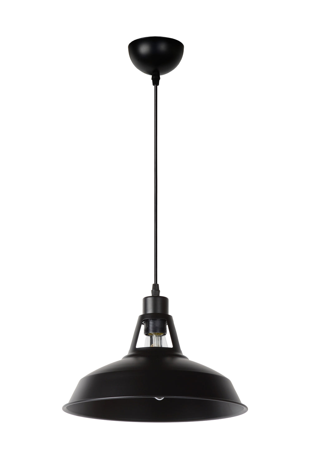 Lucide BRASSY-BIS hanglamp Zwart, 1xE27 fitting, verstelbare hoogte, ronde metalen kap Ø31cm, IP20