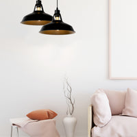 Lucide BRASSY-BIS hanglamp Zwart, 1xE27 fitting, verstelbare hoogte, ronde metalen kap Ø31cm, IP20