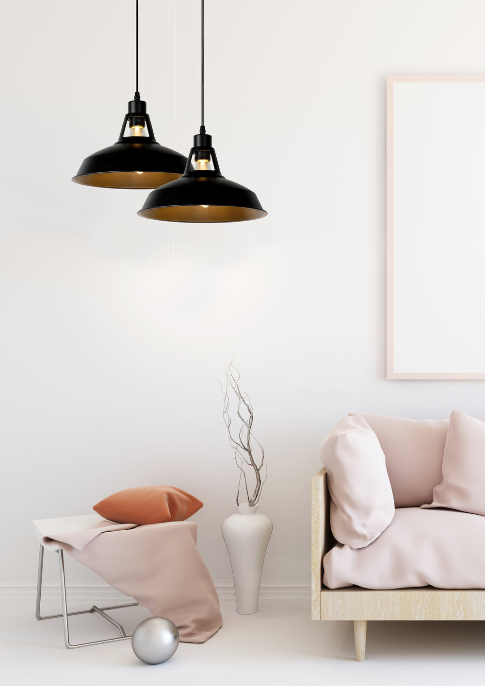 Lucide BRASSY-BIS hanglamp Zwart, 1xE27 fitting, verstelbare hoogte, ronde metalen kap Ø31cm, IP20