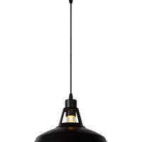 Lucide BRASSY-BIS hanglamp Zwart, 1xE27 fitting, verstelbare hoogte, ronde metalen kap Ø31cm, IP20