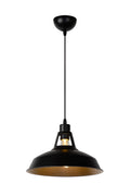 Lucide BRASSY-BIS hanglamp Zwart, 1xE27 fitting, verstelbare hoogte, ronde metalen kap Ø31cm, IP20