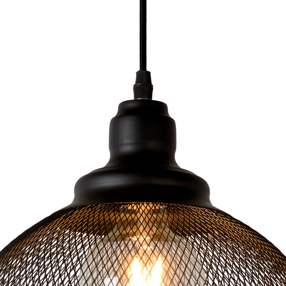 Lucide MESH suspension luminaire Noir Ø28cm 1xE27 lampe suspendue en métal moderne IP20 hauteur réglable dimmable