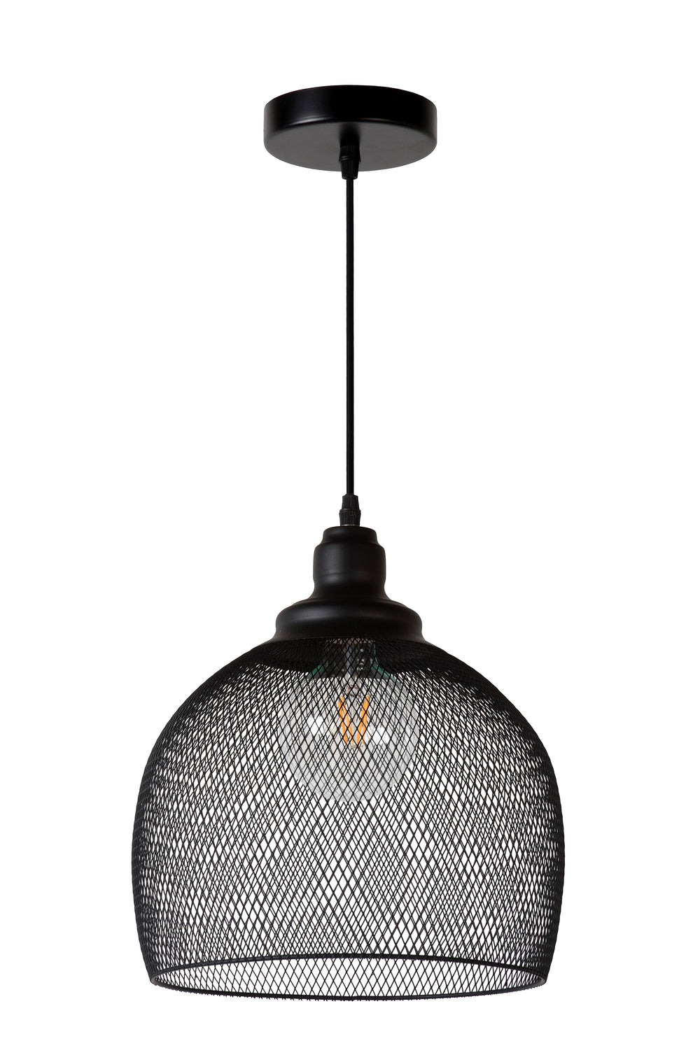 Lucide MESH suspension luminaire Noir Ø28cm 1xE27 lampe suspendue en métal moderne IP20 hauteur réglable dimmable
