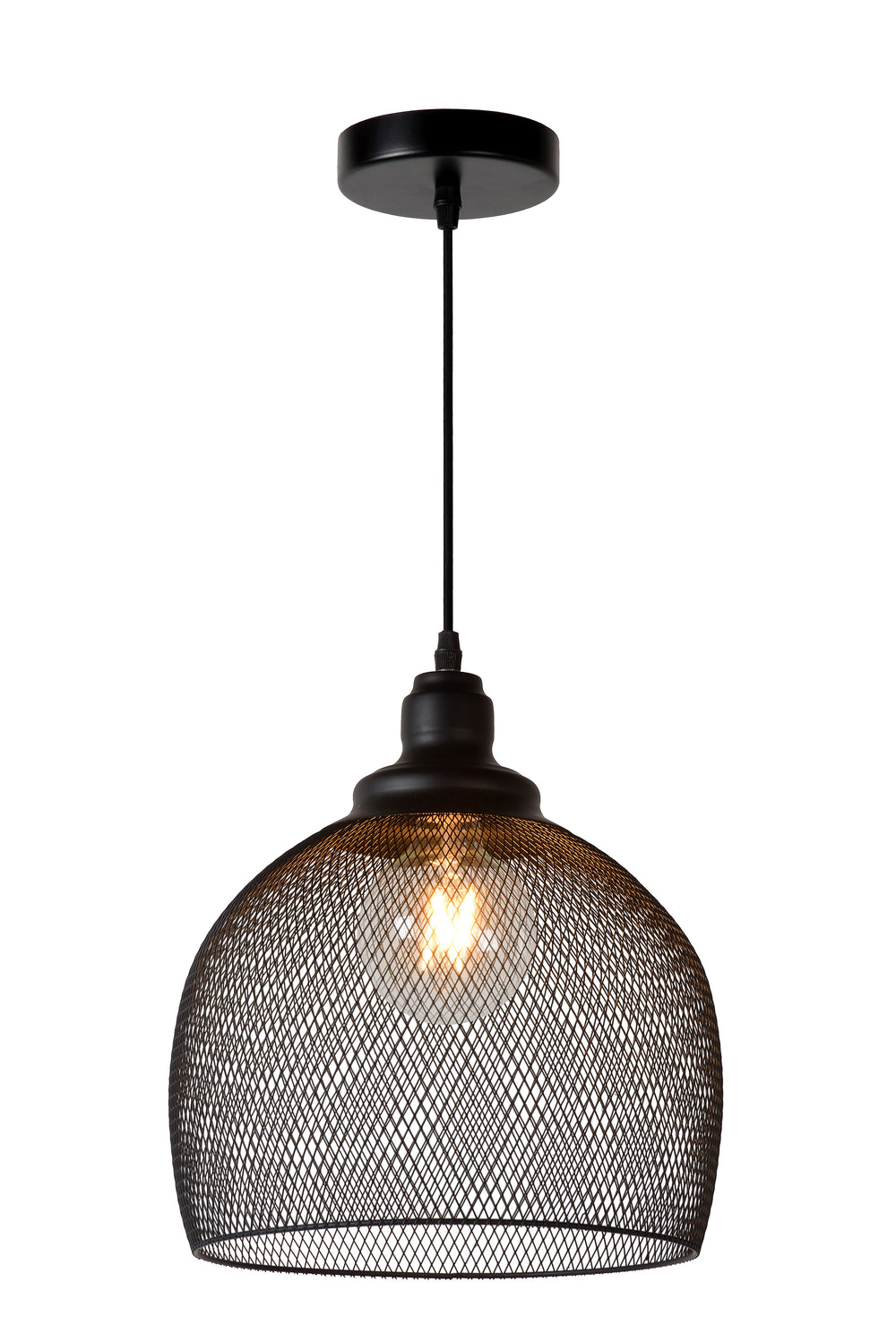 Lucide MESH suspension luminaire Noir Ø28cm 1xE27 lampe suspendue en métal moderne IP20 hauteur réglable dimmable