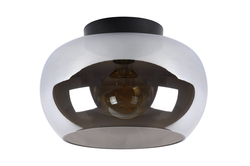 Plafonnier Lucide JUDI Ø30,5cm, verre fumé, 1xE27, dimmable, style moderne, cadre en métal, IP20