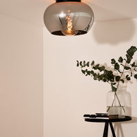 Plafonnier Lucide JUDI Ø30,5cm, verre fumé, 1xE27, dimmable, style moderne, cadre en métal, IP20