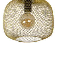 Plafonnier Lucide MESH cylindre métallique 30cm, douille E27, Noir Mat avec finition Or, style vintage IP20