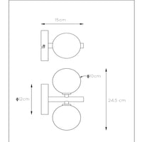 Applique murale Lucide TYCHO, 2xG9, Design rétro, Noir mat & Laiton sable avec verre fumé, IP20