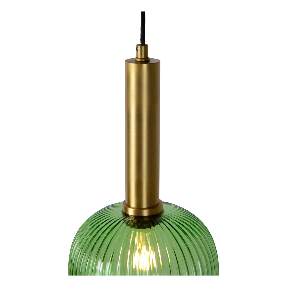 Lucide MALOTO hanglamp, vintage ovale metaal en glas, E27 fitting, max 40W, IP20, groen bronzen afwerking