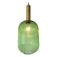 Lucide MALOTO suspension, métal et verre oval vintage, culot E27, 40W max, IP20, finition bronze vert