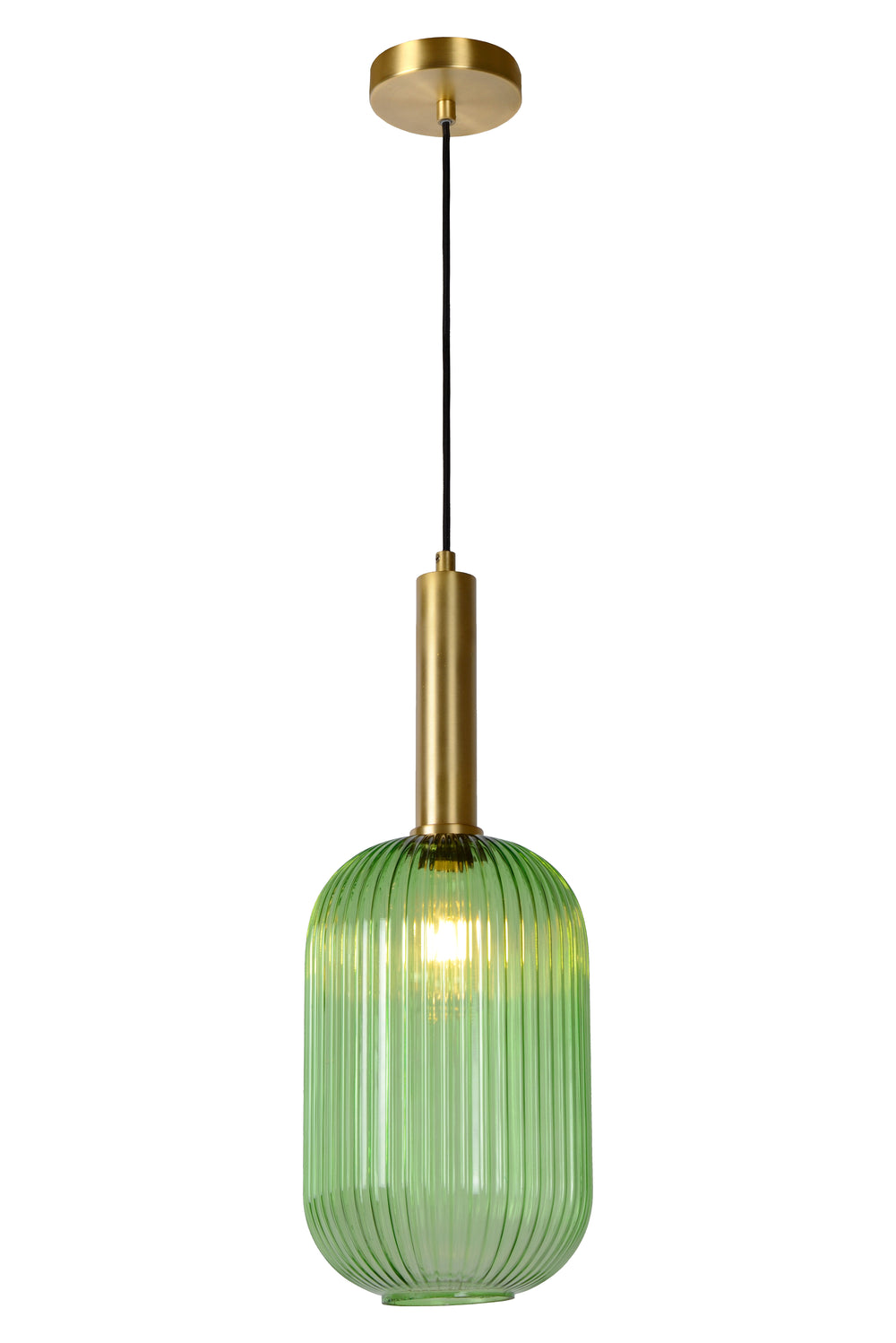 Lucide MALOTO hanglamp, vintage ovale metaal en glas, E27 fitting, max 40W, IP20, groen bronzen afwerking