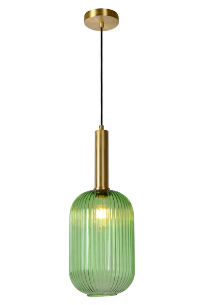 Lucide MALOTO hanglamp, vintage ovale metaal en glas, E27 fitting, max 40W, IP20, groen bronzen afwerking