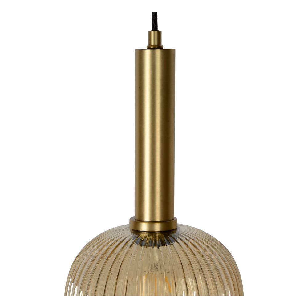 Lucide MALOTO vintage hanglamp, 1xE27, 40W max, amberkleurig glas, bronzen afwerking, in hoogte verstelbaar, IP20