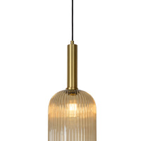 Lucide MALOTO vintage hanglamp, 1xE27, 40W max, amberkleurig glas, bronzen afwerking, in hoogte verstelbaar, IP20