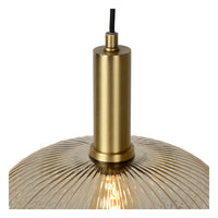 Lucide Maloto vintage hanglamp, 1xE27, amberkleurig glas, metalen bronzen afwerking, Ø30cm, hoogte verstelbaar, IP20
