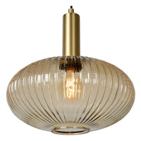 Lucide Maloto vintage hanglamp, 1xE27, amberkleurig glas, metalen bronzen afwerking, Ø30cm, hoogte verstelbaar, IP20