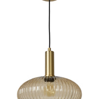 Lucide Maloto vintage hanglamp, 1xE27, amberkleurig glas, metalen bronzen afwerking, Ø30cm, hoogte verstelbaar, IP20