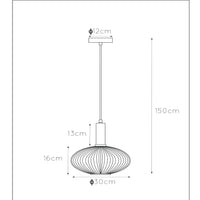 Lucide Maloto vintage hanglamp, 1xE27, amberkleurig glas, metalen bronzen afwerking, Ø30cm, hoogte verstelbaar, IP20