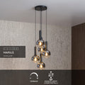 Lucide MARIUS hanglamp 5xE27 Zwart glas 55cm hoogte verstelbaar modern design binnen IP20