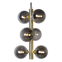 Lucide TYCHO vintage hanglamp, 6xG9 fittingen, zand messing met gerookt glas, Ø25,5cm, in hoogte verstelbaar, IP20