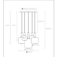 Suspension Lucide JOANET Ø66cm, 5xE27, dimmable, hauteur réglable, bronze avec verre fumé, IP20