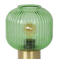 Lampe de table vintage Lucide Maloto, métal et verre, douille E27, 40W max, IP20, finition bronze vert ambre