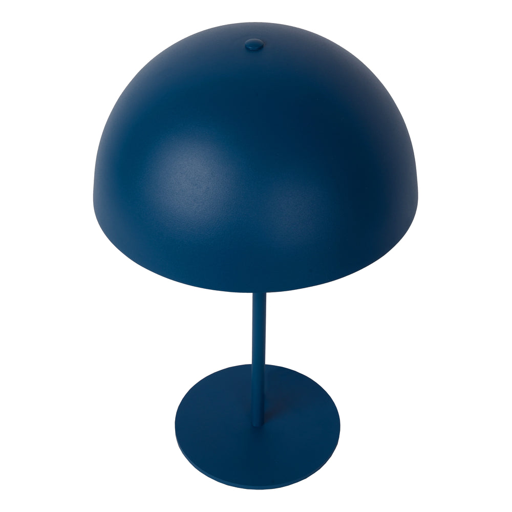 Lucide SIEMON tafellamp Blauw, 1xE14 fitting, 25cm stalen kap, modern paddenstoelontwerp, IP20 gebruik binnenshuis