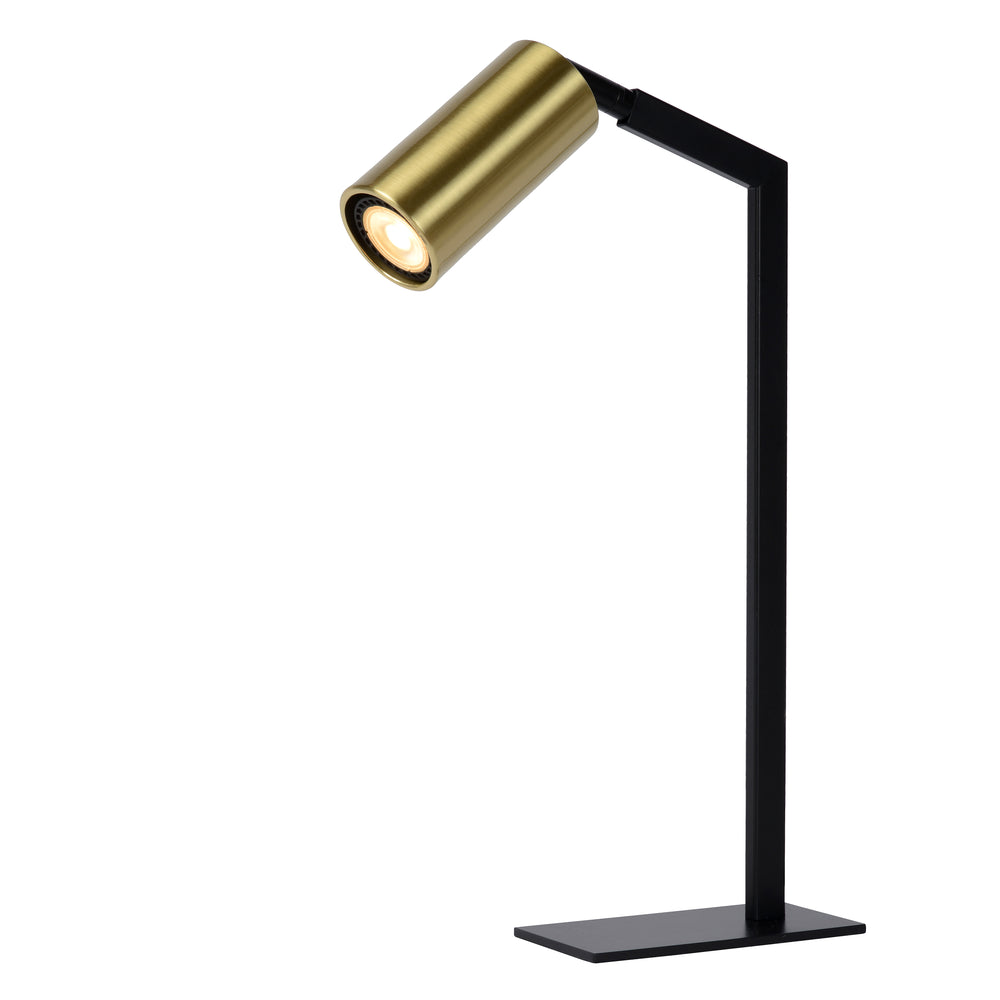 Lucide SYBIL bureaulamp, 1xGU10, 230V, IP20, Zwart met Mat Goud, modern staal, 360° verstelbaar, voor binnengebruik
