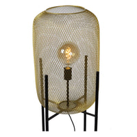 Lampadaire Lucide Mesh, cylindre métallisé vintage, douille E27, 40W max, IP20, finition noir mat & or