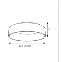 Lucide TALOWE LED plafondlamp, dimbaar 20W 3000K IP20 rond Zwart aluminium Ø300mm