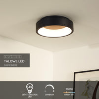Lucide TALOWE LED plafondlamp, dimbaar 20W 3000K IP20 rond Zwart aluminium Ø300mm