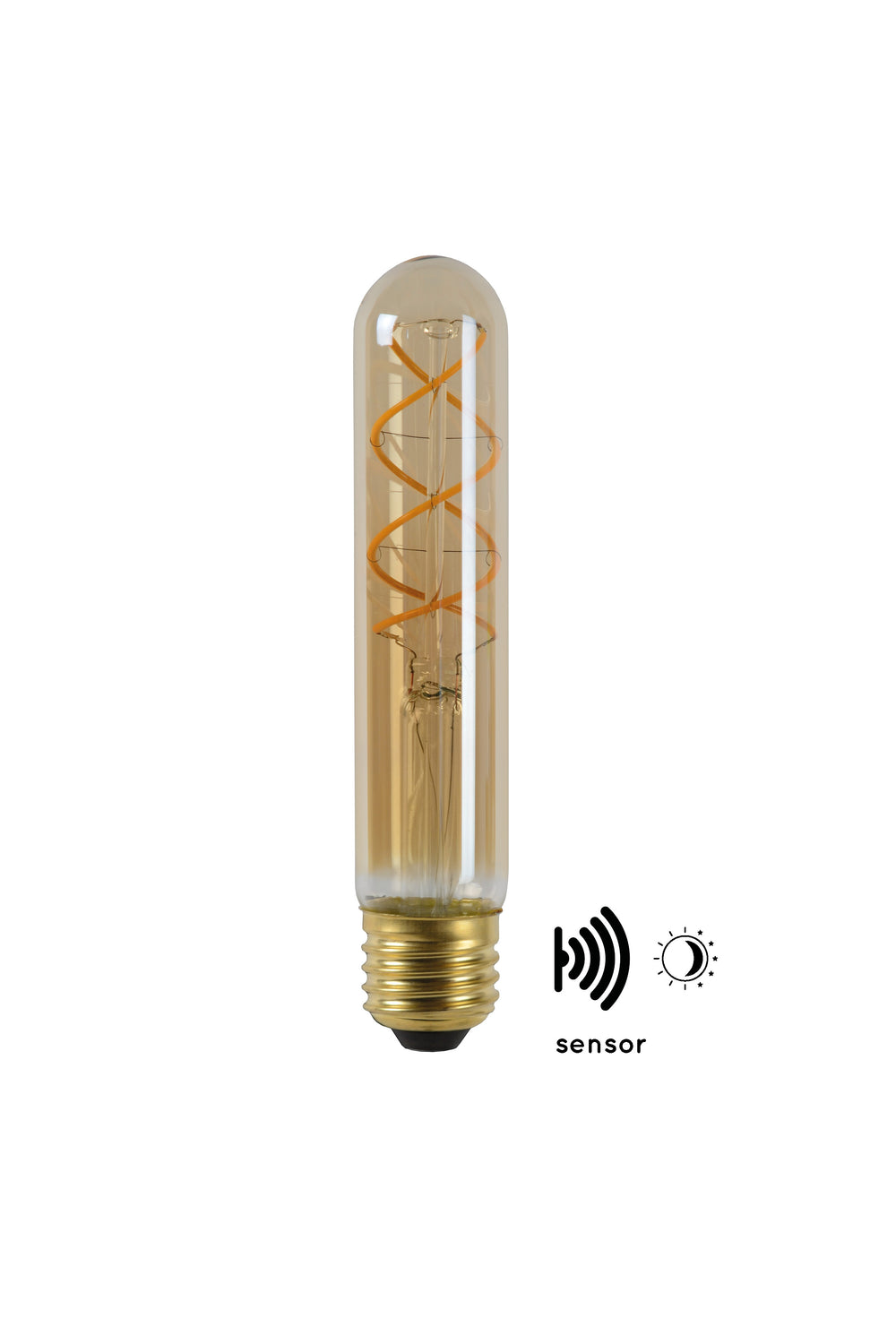 Lucide T32 LED filamentlamp E27 4W 2200K Amber met dag nacht sensor 300 lumen IP20 buisvorm