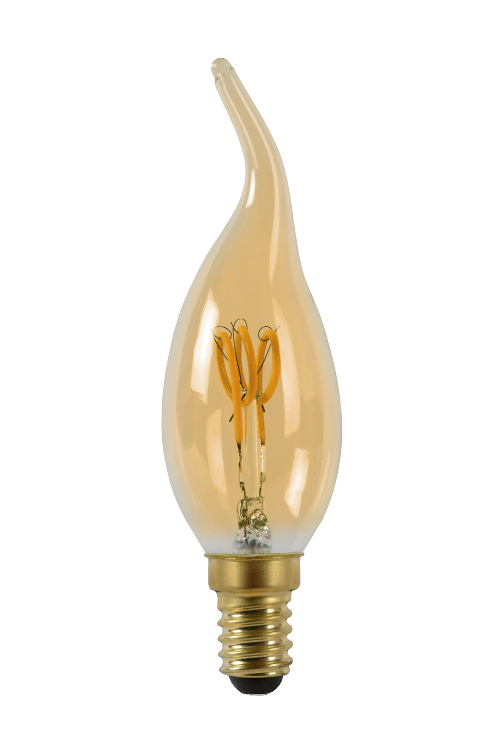 Lucide CT35 LED filament kaarslamp E14 3W 2200K dimbaar Amber glas 165 lumen IP20 vintage stijl