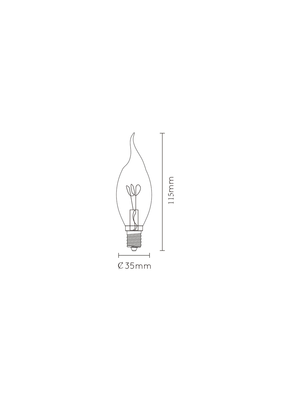 Lucide CT35 LED filament kaarslamp E14 3W 2200K dimbaar Amber glas 165 lumen IP20 vintage stijl