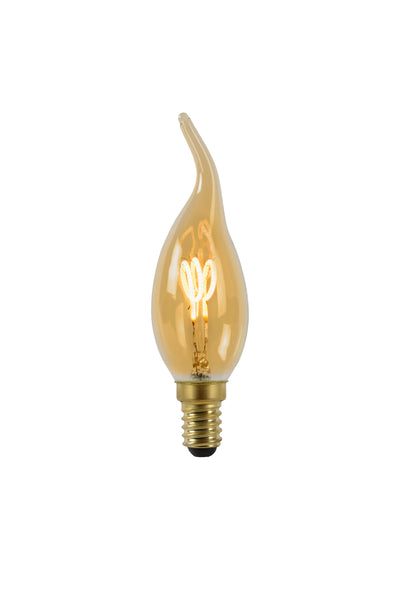 Lucide CT35 ampoule LED filament flamme E14 3W 2200K dimmable Verre ambré 165 lumens IP20 style vintage