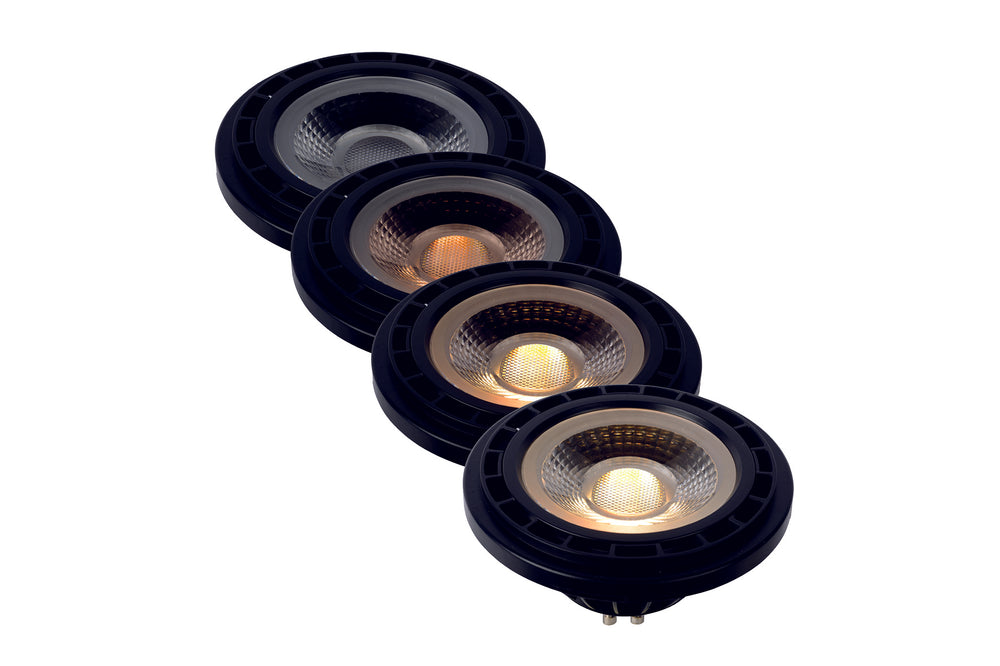 Lucide LED GU10 12W 230V dim to warm lamp 2200K-3000K 820 lumen CRI 95 Zwart Zilver reflector IP20