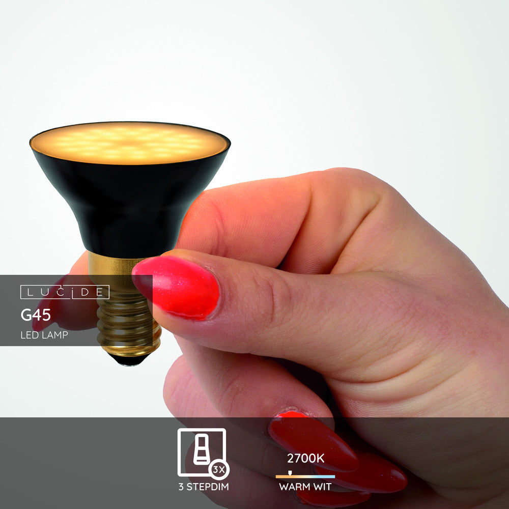 Lucide G45 LED lamp E14 5W 2700K 450 lumen 3 StepDim Zwart Mat IP20