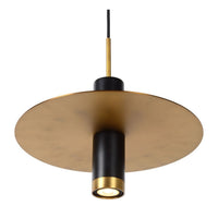 Lucide SELIN moderne hanglamp Ø35cm, 1xGU10, metaal Zwart en Geel Messing, verstelbare hoogte, IP20