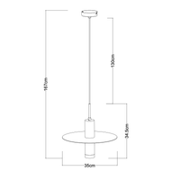Lucide SELIN moderne hanglamp Ø35cm, 1xGU10, metaal Zwart en Geel Messing, verstelbare hoogte, IP20