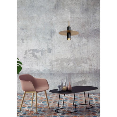 Lucide SELIN moderne hanglamp Ø35cm, 1xGU10, metaal Zwart en Geel Messing, verstelbare hoogte, IP20