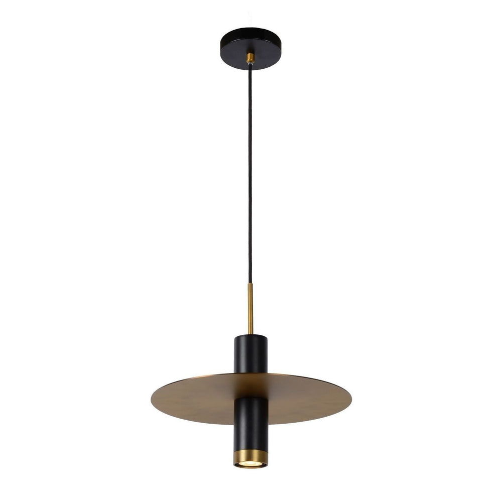 Lucide SELIN moderne hanglamp Ø35cm, 1xGU10, metaal Zwart en Geel Messing, verstelbare hoogte, IP20