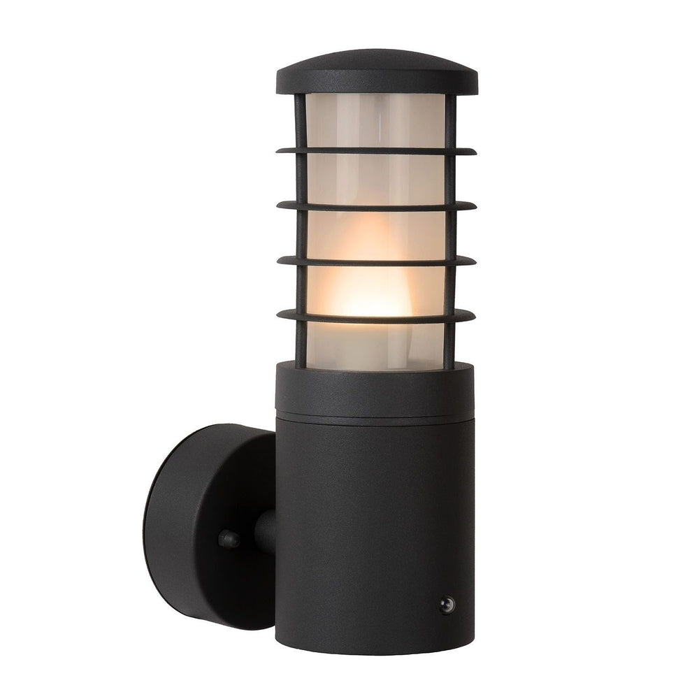 Applique murale extérieure solide Lucide Ø9cm E27 IP54 anthracite LED