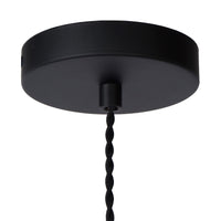 Lucide TEUN lampe suspendue rétro Ø13cm, hauteur réglable, douille E27, métal nickel satiné et noir mat, IP20