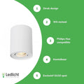 Spot encastré de plafond rond à LED blanc avec douille GU10 réglable