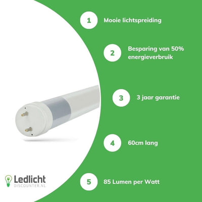 LED Buis T8 (EM/Mains) Standard Output 8.5W | 850lm - lichtkleur optioneel | 60cm - Vervangt 18W