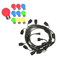 Prikkabel lichtslinger 10m - Incl. 10x LED Lamp G45 mix van kleuren - 1W