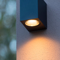 Applique murale intérieure extérieure Lucide ZARO, 1xGU10, IP44 Aluminium noir design carré, 220-240V, style moderne